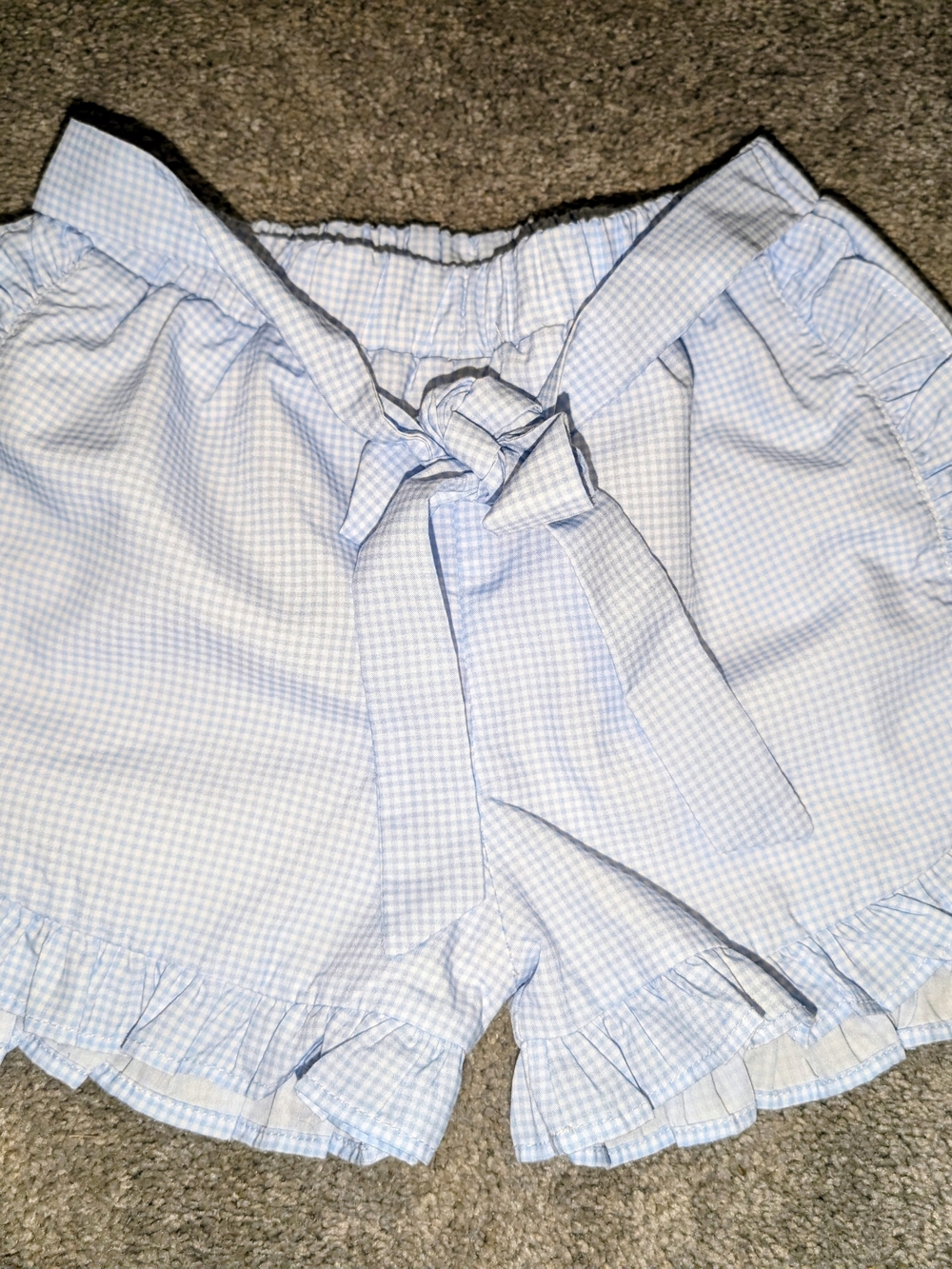 Cecil And Lou Girl's Light Blue Gingham High-Waist Tie-Front Shorts